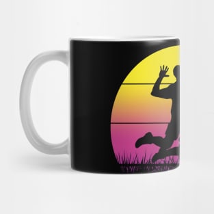 Travel back in time with beach volleyball - Retro Sunsets shirt featuring a player! Mug